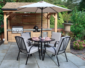 Royalcraft Amalfi Ivory 4 Seater Dining Set with Parasol