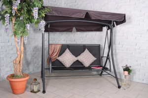 Royalcraft Sorrento Black Textilene 3 Seater Swing Seat