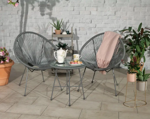 Royalcraft Monaco Grey 3 Piece Egg Chair Set