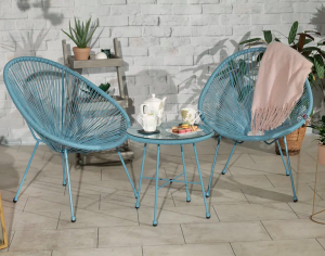 Royalcraft Monaco Blue 3 Piece Egg Chair Setl