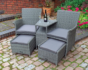 Royalcraft Paris Grey Rattan Fixed Companion Set