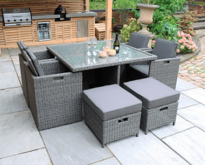 Royalcraft Paris Grey Rattan 8-Seater Cube Set