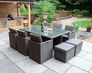 Royalcraft Paris Grey Rattan 10-Seater Cube Set