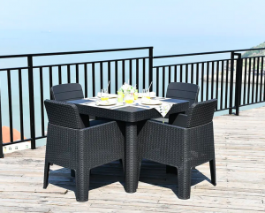 Royalcraft Faro 4 Seater Square Deluxe Dining Set Black