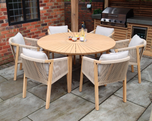 Royalcraft Roma 6 Seater Dining Set with Deluxe Chairs Acacia Hardwood