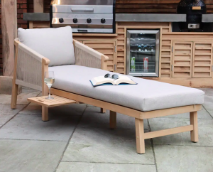 Roma Rope Sun Lounger with Pull-out Side Table