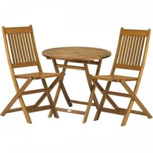 Royalcraft York Folding Hardwood Bistro Set with 2 Manhattan Folding Chairs