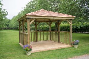 M&M Square New England Cedar Roof Gazebo with Base 3.5m