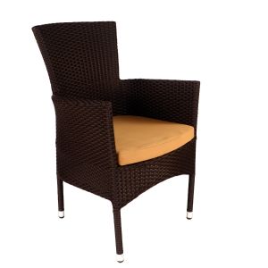 Stockholm Brown Wicker Chairs with Beige Cushions (Pack of 2)