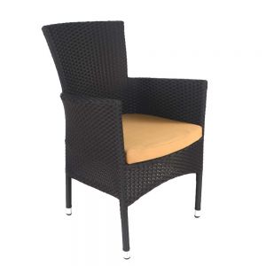 Stockholm Black Wicker Chairs with Beige Cushions (Pack of 2)