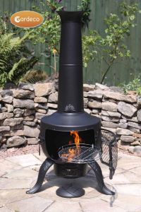 Gardeco Tia Large Black Steel and Cast Iron Chiminea