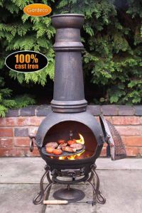 Gardeco Toledo Ex-Large Bronze Cast Iron Chiminea with BBQ Grill