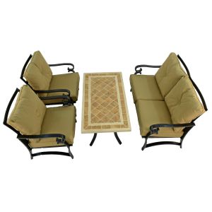 Hampton Coffee Table with Windsor Deluxe Lounge Sofa and 2 Chair Set