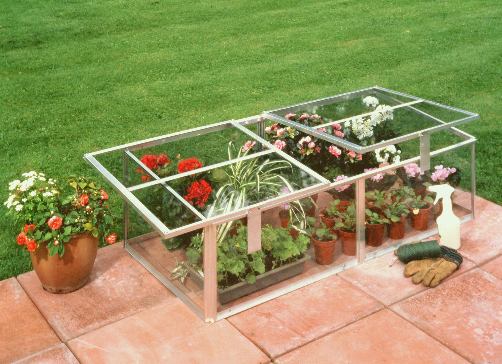 Silver Aluminium Cold Frame 4x2 Horticultural Glass