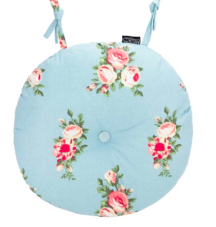 Pack of 4 Blue Flowery Round Seatpads
