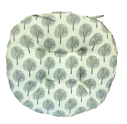 Pair of Cream Linen Look Round Seatpads